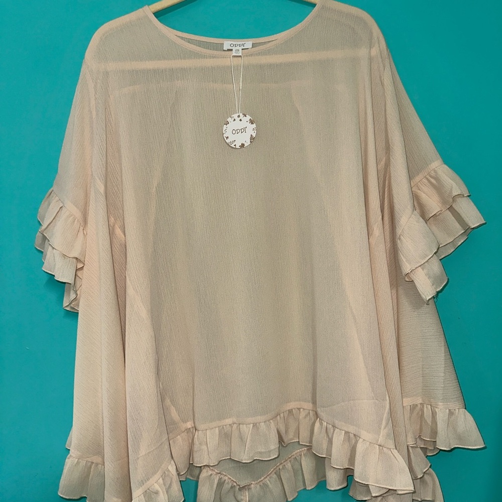 ODDY Cream Ruffle Blouse